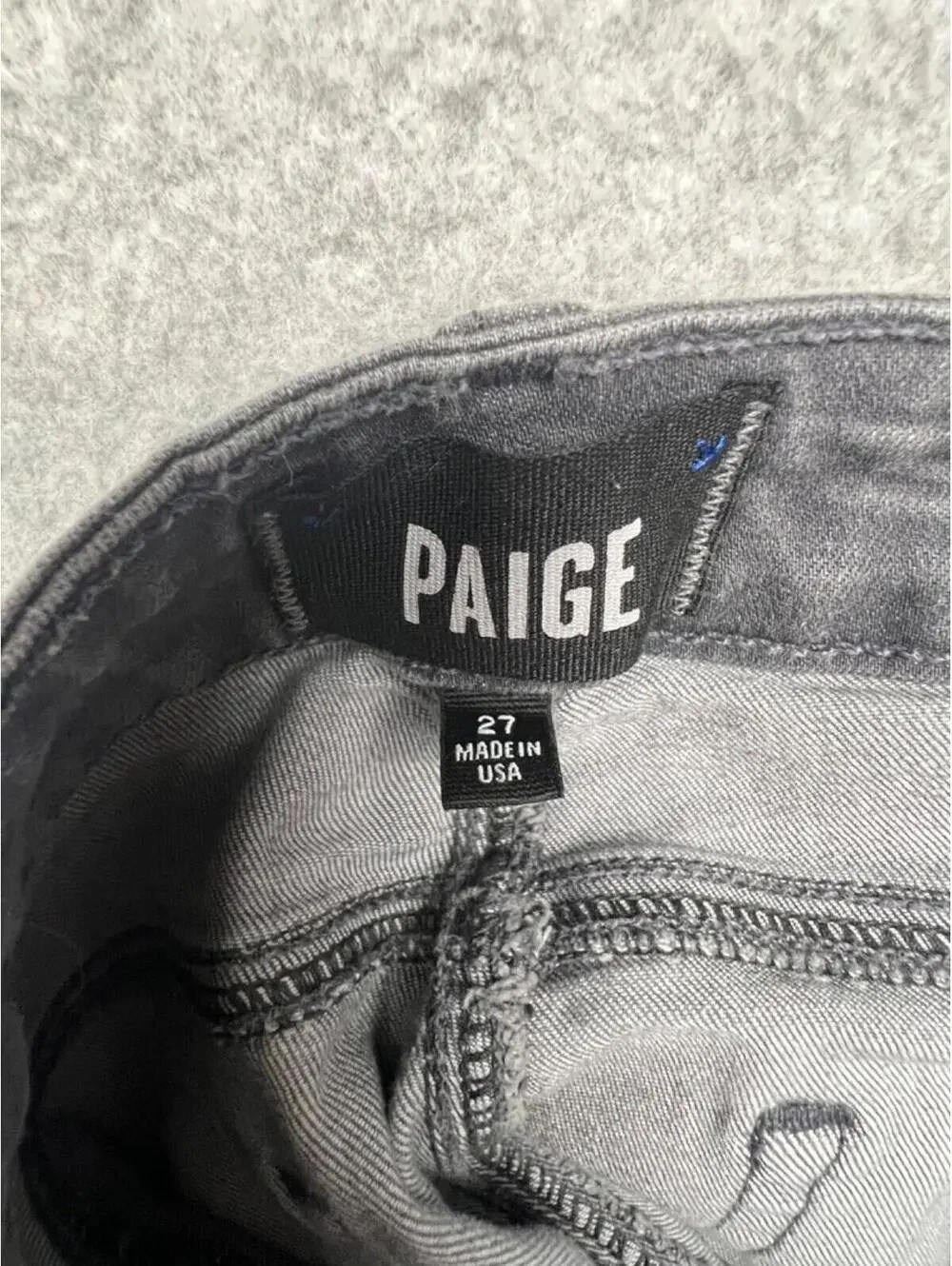 Paige Ankle Raw Hem Denim Jeans Womens 27 Low Rise Logo Gray